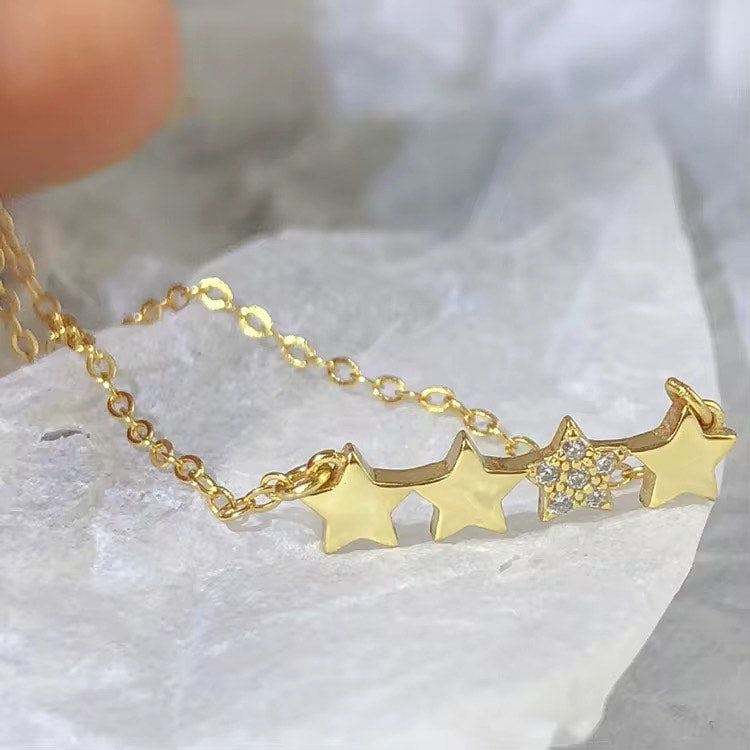 925 Sterling Silver Stars Necklace